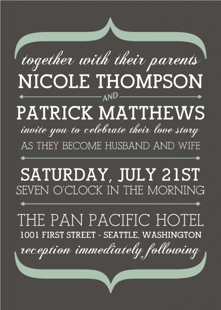 bracketed typography wedding invitation idea