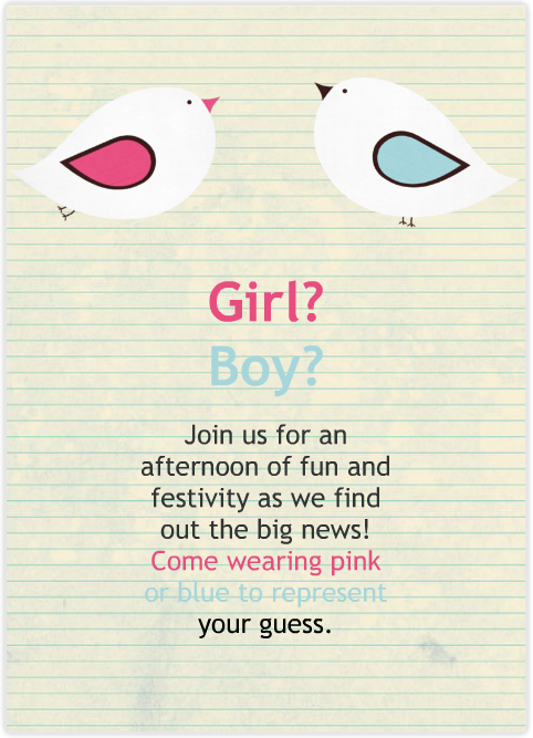 gender reveal party invitation idea