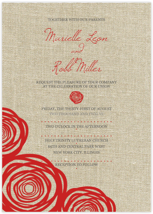 Here this Rose Bud Customized DIY wedding invitation has a textural linen 