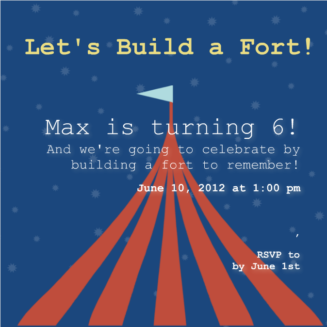 fort birthday party invitation front