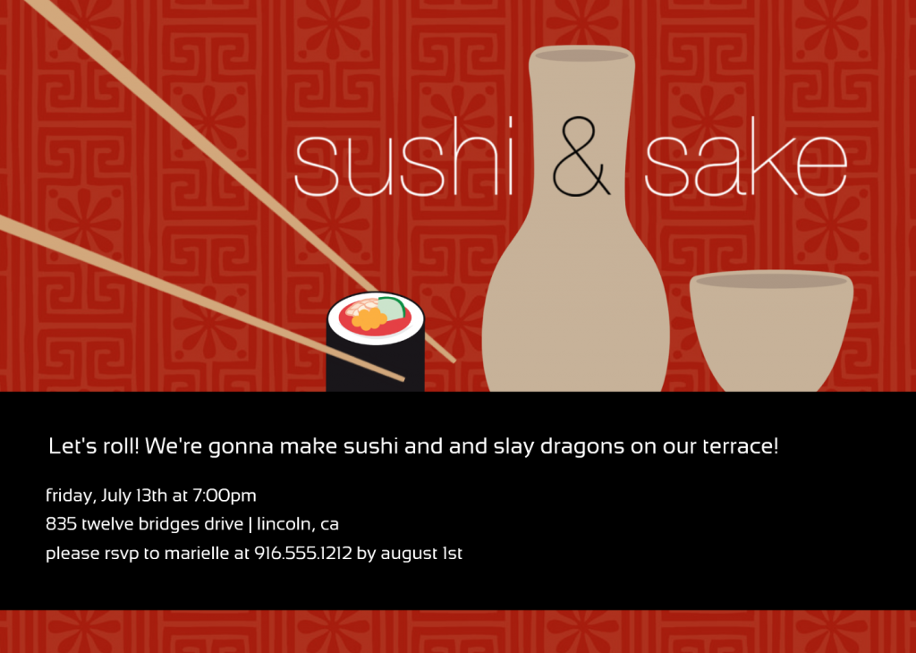 Sushi Party Invite - Front