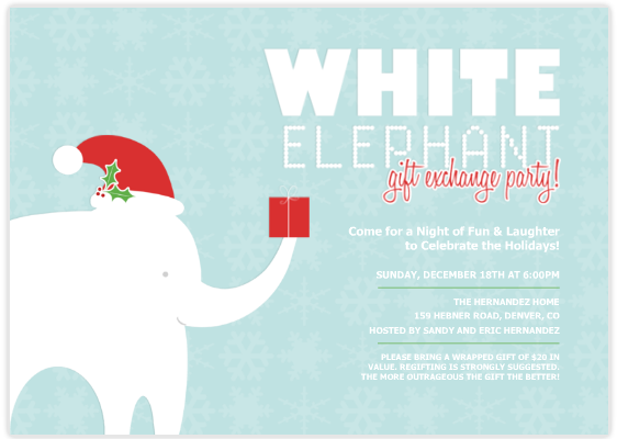 White Elephant Party Invite