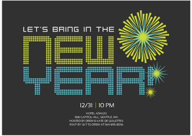 Neon New Year's Invite