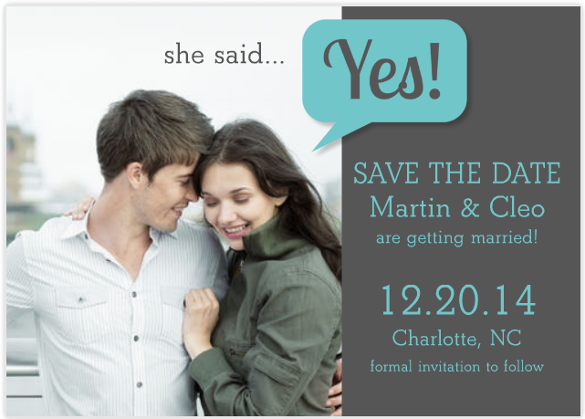 Yes Bubble Save the Date Card