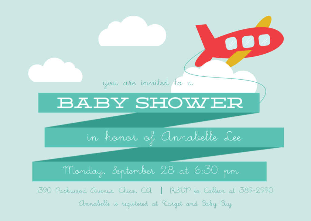Boys Airplane Baby Shower Invitations