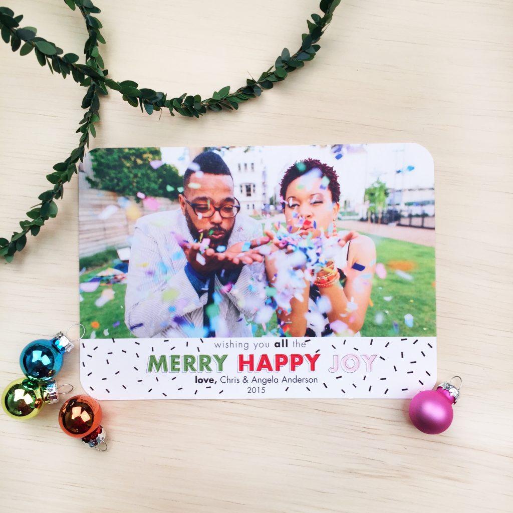 couple holiday card confetti mixbook studio calico