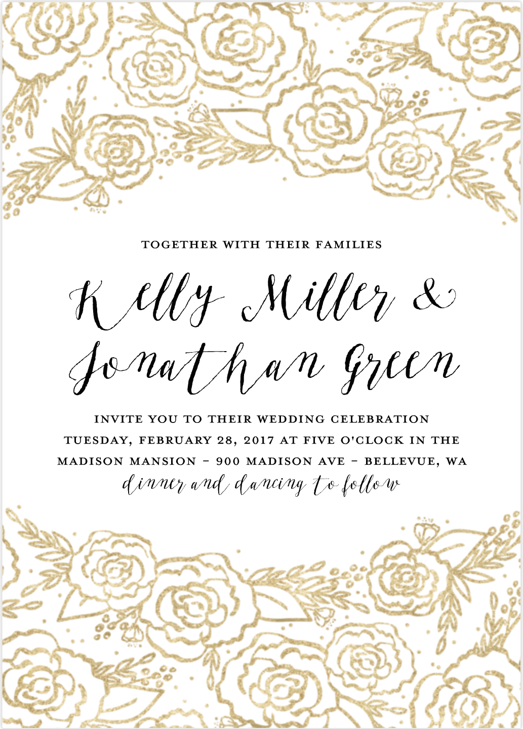 Golden Floral Wedding Invitation Mixbook