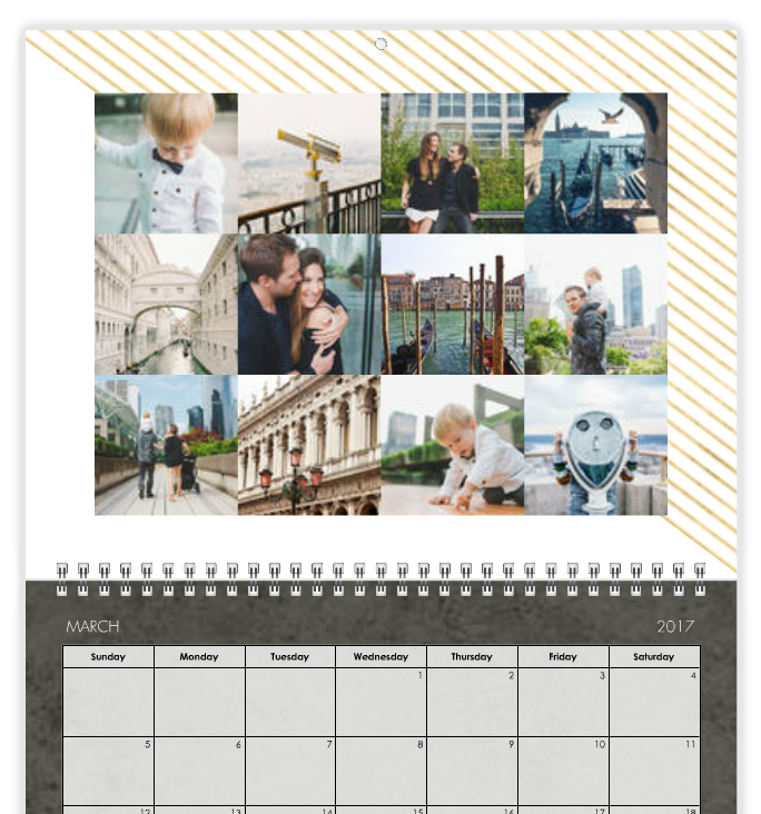 modern grey and gold custom photo calendar mixbook 2