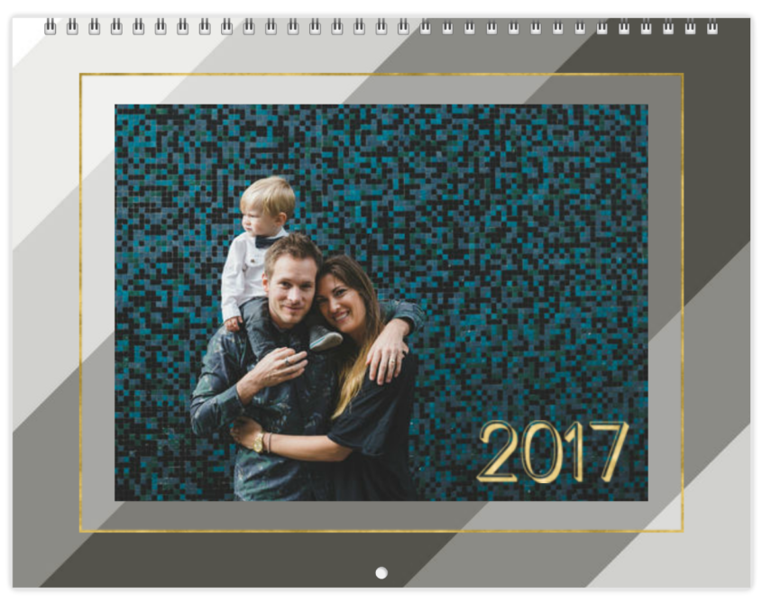 modern grey and gold custom photo calendar mixbook